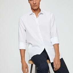 پیراهن آستین بلند مردانه رصان سفید کوتون 3SAM60027HW