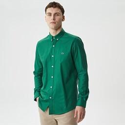 پیراهن آستین بلند مردانه رصان سبز لاکوست CH0342