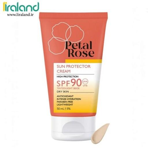 کرم ضد آفتاب رنگی Petal Rose SPF90 (رنگ بژ روشن) برای پوست خشک حجم 50ML