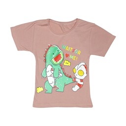 تی شرت آستین کوتاه دخترانه مدل دایناسور خندون کد 2011
