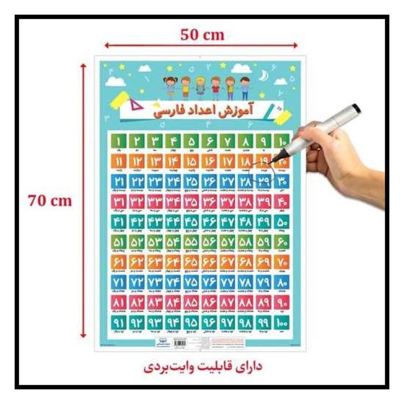کتاب آموزش اعداد فارسی (1 تا 100)(70*50)