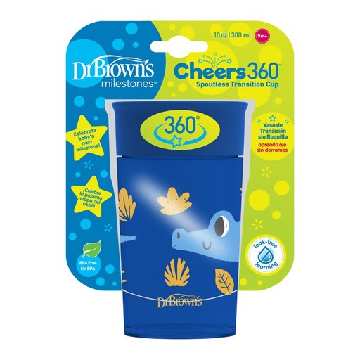 لیوان آبمیوه خوری 360 درجه 300 میلی لیتر نوزاد دکتربراون Dr Browns طرح حیوانات