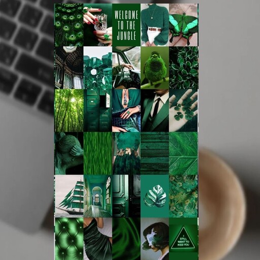 پوستر استیکر برچسب طرح وایب طبیعت رنگ سبز پولداری  پک 30 تایی سایز کوچولو کد 401