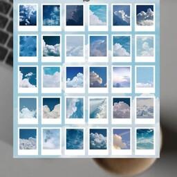 پوستر استیکر برچسب طرح وایب ابر و آسمان  رنگ آبی پک 30 تایی سایز کوچولو کد 503