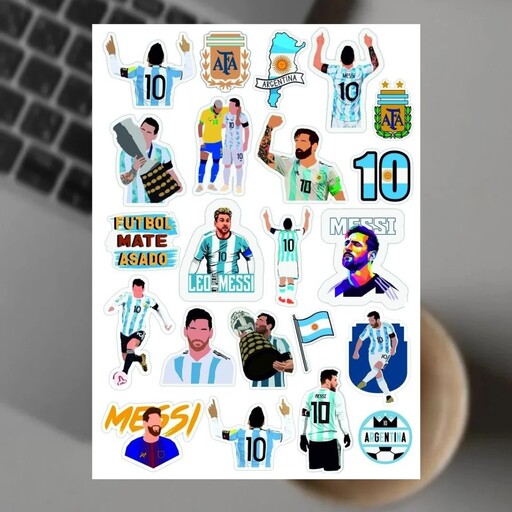 پوستر استیکر برچسب طرح مسی فوتبالی پک 23 عددی سایز a5  کد 1035