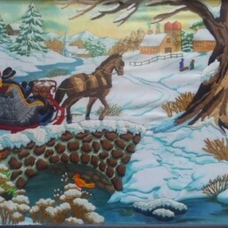  تابلو گلدوزی به نام سورتمه در برف به ابعاد پنجاه و یک درسی وهشت