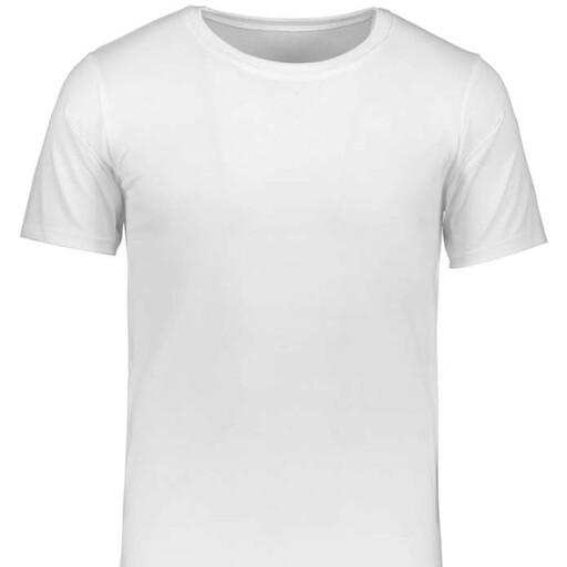 تی شرت مردانه سفید ساده یقه کشبافت