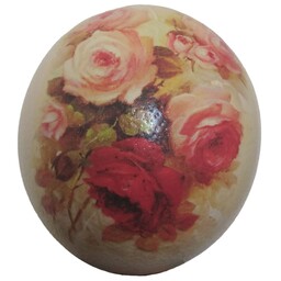 تخم شترمرغ تزئینی طرح گل سرخ