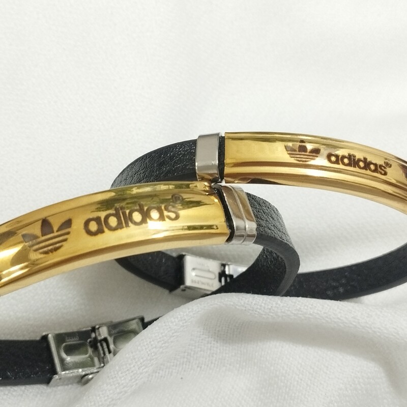 دستبند چرمی ست طرح آدیداس طلایی 