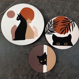 مجموعه سه عددی دیوار کوب های سفالی طرح گربه (25،20،15 سانتی)