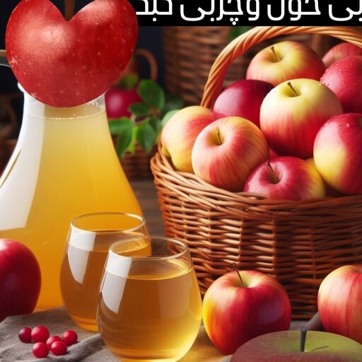 سرکه سیب کاملا ارگانیک شفاف ترش وخوشمزه بدونه افزودنی برای چربی خون ودیابتیها 