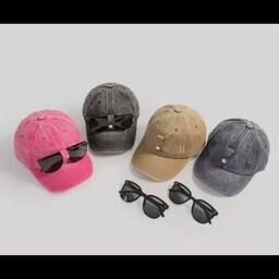 کلاه نقابدار جین سنگشور شده اسپورت همراه با عینک آفتابی مناسب 8 سال تا بزرگسال وارداتی کیفیت عالی رنگبندی زیبا 