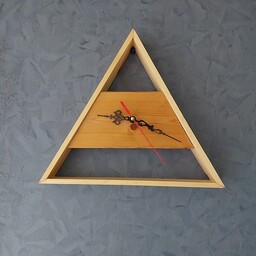 (پس کرایه) ساعت دیواری چوبی مثلثی 30 سانتی از مجموعه محصولات چوبی هورتاش 