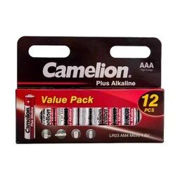 باتری نیم قلمی AAA الکالاین پلاس 12تایی Camelion Plus Alkaline LR03 HP12