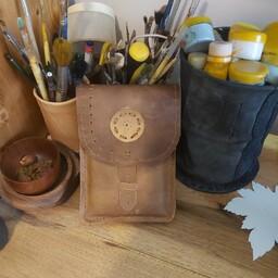 کیف چرمی شانه ای  دست ساز با چرم طبیعی بزی و رنگ قهوه ای