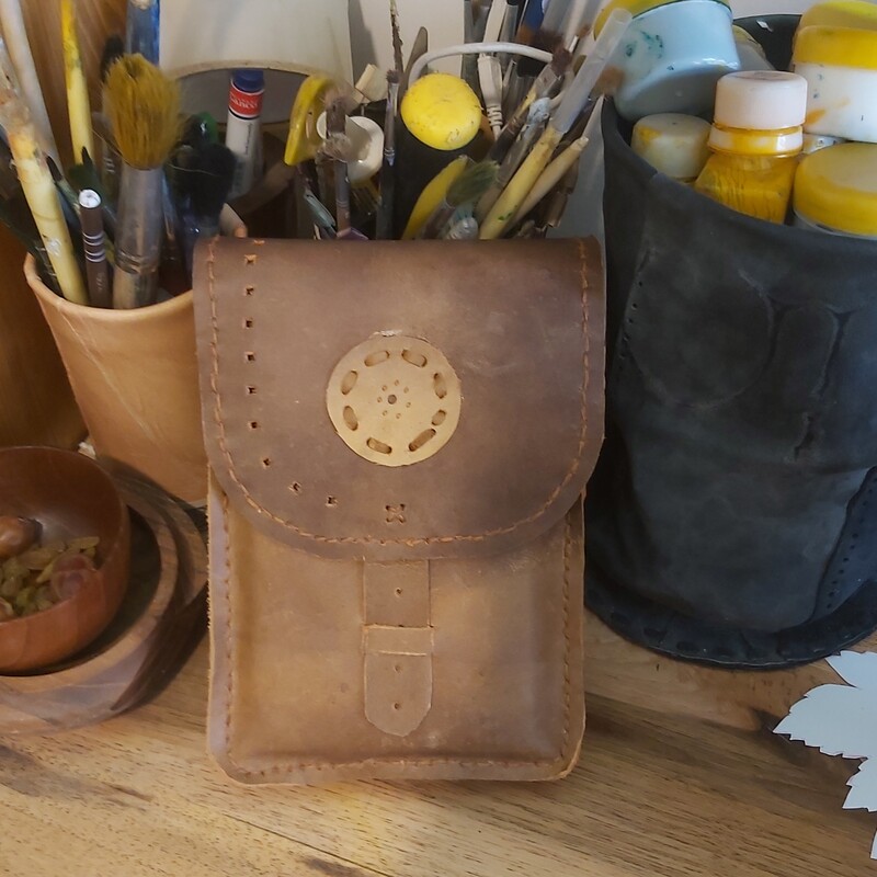 کیف چرمی شانه ای  دست ساز با چرم طبیعی بزی و رنگ قهوه ای