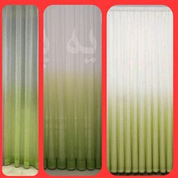 پرده دوخته شده حریر دورنگ  سبز فسفری مناسب 2.5 متر پنجره