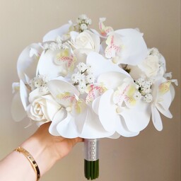 دسته گل عروس ارکیده لمسی، دسته گل مصنوعی، دسته گل مصنوعی عروس، دسته گل 