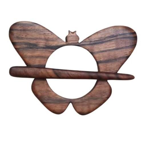 کانزاشی چوبی مدل پروانه و پین، مناسب برای خانمها 