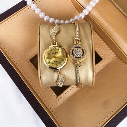 ست ساعت و دستبند زنانه طلایی