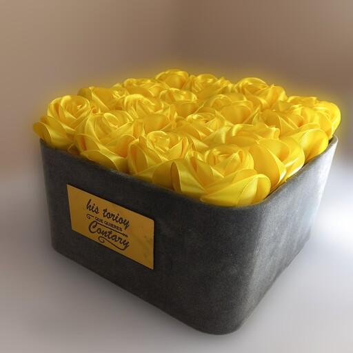 باکس گل مصنوعی رز زرد