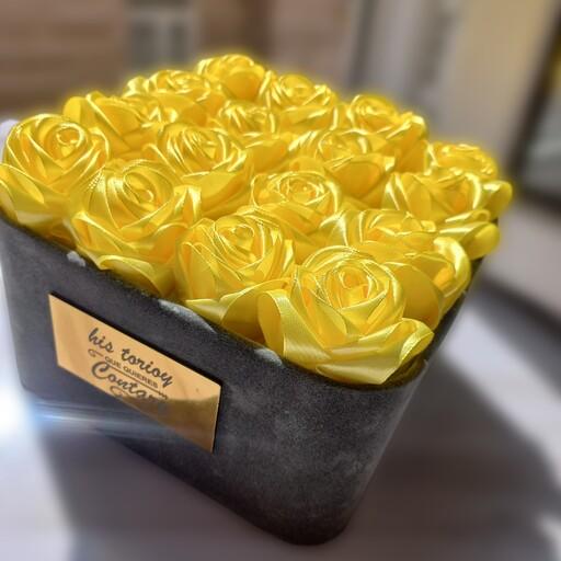 باکس گل مصنوعی رز زرد