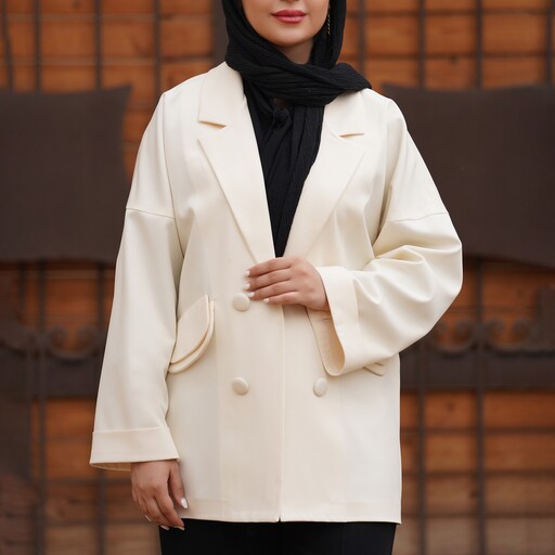 کت تک کرپ پلادیوم شیری فری سایز تا سایز 48 آستین افتاده جیب نما (سر جیب دوبل )بلندی 75 مدل ارغوان