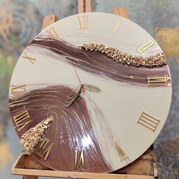 ساعت دیواری رزینی کرم شکلاتی جهیزیه عروس