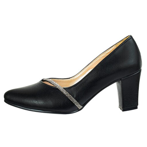 کفش زنانه مورتی مدل مانیزالس جلو بسته نوک تیز پاشنه پهن 6.5 سانتی کد 297811 رنگ مشکی سایز 37 تا 41