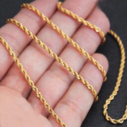 زنجیر استیل طرح طلا مدل طنابی طول 45 سانتیمتر جنس استیل رنگ ثابت زنانه و مردانه-سایز ضخیم