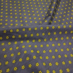 پارچه آشپزخانه طرح شکوفه زمینه طوسی شکوفه زرد عرض 2 متر (فروش طاقه ای)