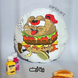 کوسن نقاشی شده پرشده ساندویچ برگر