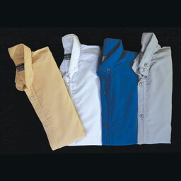 پیراهن پسرانه آبی و کرم و سفید و طوسی در دو سایز مدیوم و اسمال کار اسپرت با کیفیت بالا