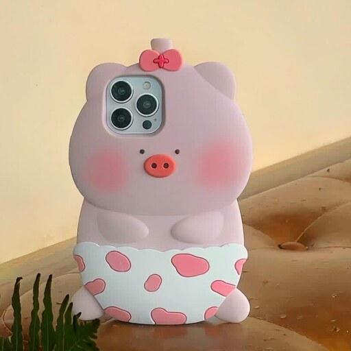  قاب گوشی Iphone 13 pro مدل عروسکی خوک توپولو کاور  آیفون iphone13 pro جنس اورجینال قاب فانتزی آیفون13 پرو