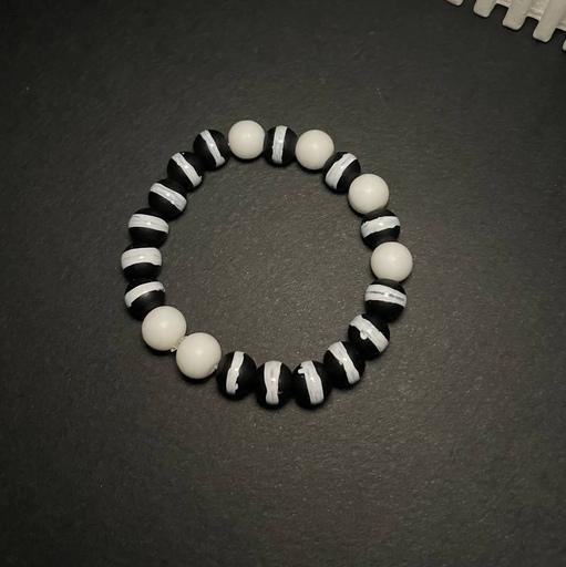 دستبند سنگ اونیکس سیاه رگه دار سفید دستساز