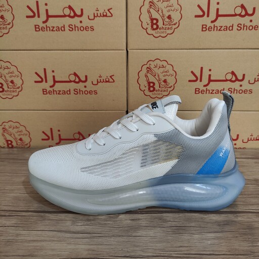 کتونی نایک nike مردانه زیره کپسولی سایز 40 تا 45 رنگ سفید طوسی کفی طبی لژ 4 سانتی رویه بافت خارجی سبک راحت 