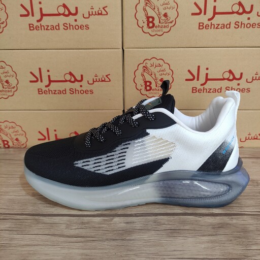 کتونی نایک nike مردانه زیره کپسولی سایز 40 تا 45 رنگ مشکی سفید کفی طبی لژ 4 سانتی رویه بافت خارجی سبک راحت 