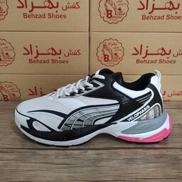 کتونی پوما puma زیره پیو مردانه سایز 40 تا 45 رنگ سفید مشکی کفی طبی لژ 4 سانتی رویه بافت خارجی ارسال رایگان