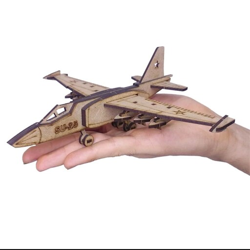 پازل چوبی سه بعدی (ماکت)مدل جت جنگنده سوخو 25
