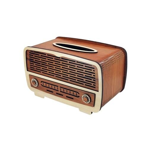جعبه دستمال کاغذی چوبی طرح رادیو سنتی