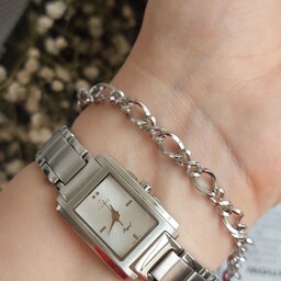 دستبند زنانه استیل رنگ ثابت نقره ای