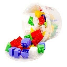 اسباب بازی لگو خانه سازی سطلی 80 تکه اسباب بازی کودک ساختنی اسباب بازی خانه بازی اسباب بازی آجربازی بچگانه ظرف دار