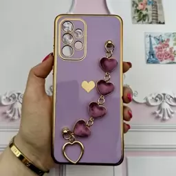 قاب گوشی Galaxy A33 5G سامسونگ مای کیس لاکچری My Case دستبندی قلبی مخمل آویز دار یاسی محافظ لنز دار کد 55043