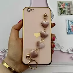 قاب گوشی iPhone 6 - iPhone 6S آیفون مای کیس لاکچری My Case دستبندی قلبی مخمل آویز دار گلبهی محافظ لنز دار کد 45945