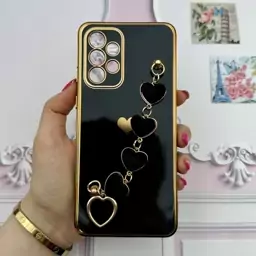 قاب گوشی Galaxy A33 5G سامسونگ مای کیس لاکچری My Case دستبندی قلبی مخمل آویز دار مشکی محافظ لنز دار کد 69010