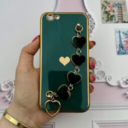 قاب گوشی iPhone 6 - iPhone 6S آیفون مای کیس لاکچری My Case دستبندی قلبی مخمل آویز دار سبز محافظ لنز دار کد 59987