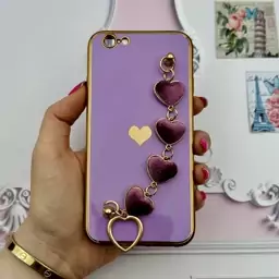 قاب گوشی iPhone 6 - iPhone 6S آیفون مای کیس لاکچری My Case دستبندی قلبی مخمل آویز دار یاسی محافظ لنز دار کد 55032