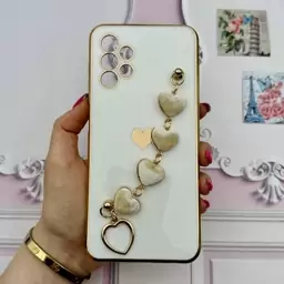 قاب گوشی Galaxy A13 4G-Galaxy A04S سامسونگ مای کیس لاکچری My Case دستبندی قلبی مخمل آویز دار سفید محافظ لنز دار کد60232