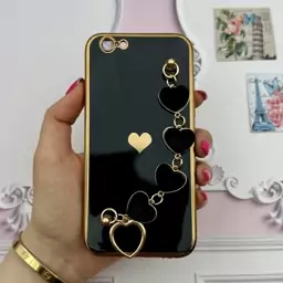 قاب گوشی iPhone 6 - iPhone 6S آیفون مای کیس لاکچری My Case دستبندی قلبی مخمل آویز دار مشکی محافظ لنز دار کد 75983