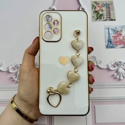 قاب گوشی Galaxy A23 4G سامسونگ مای کیس لاکچری My Case دستبندی قلبی مخمل آویز دار سفید محافظ لنز دار کد 51851